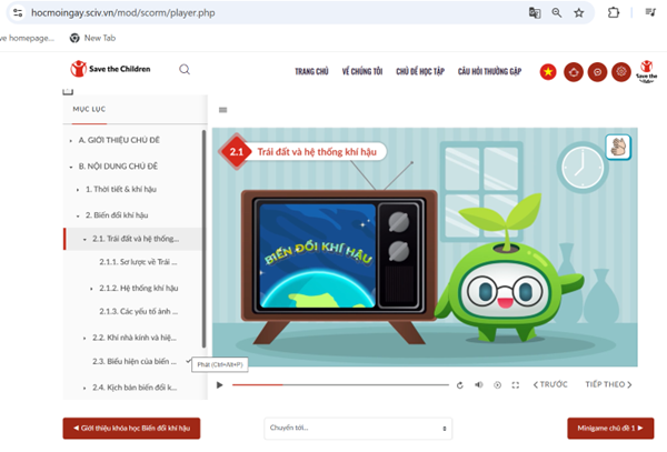 Climate education on e-learning platform